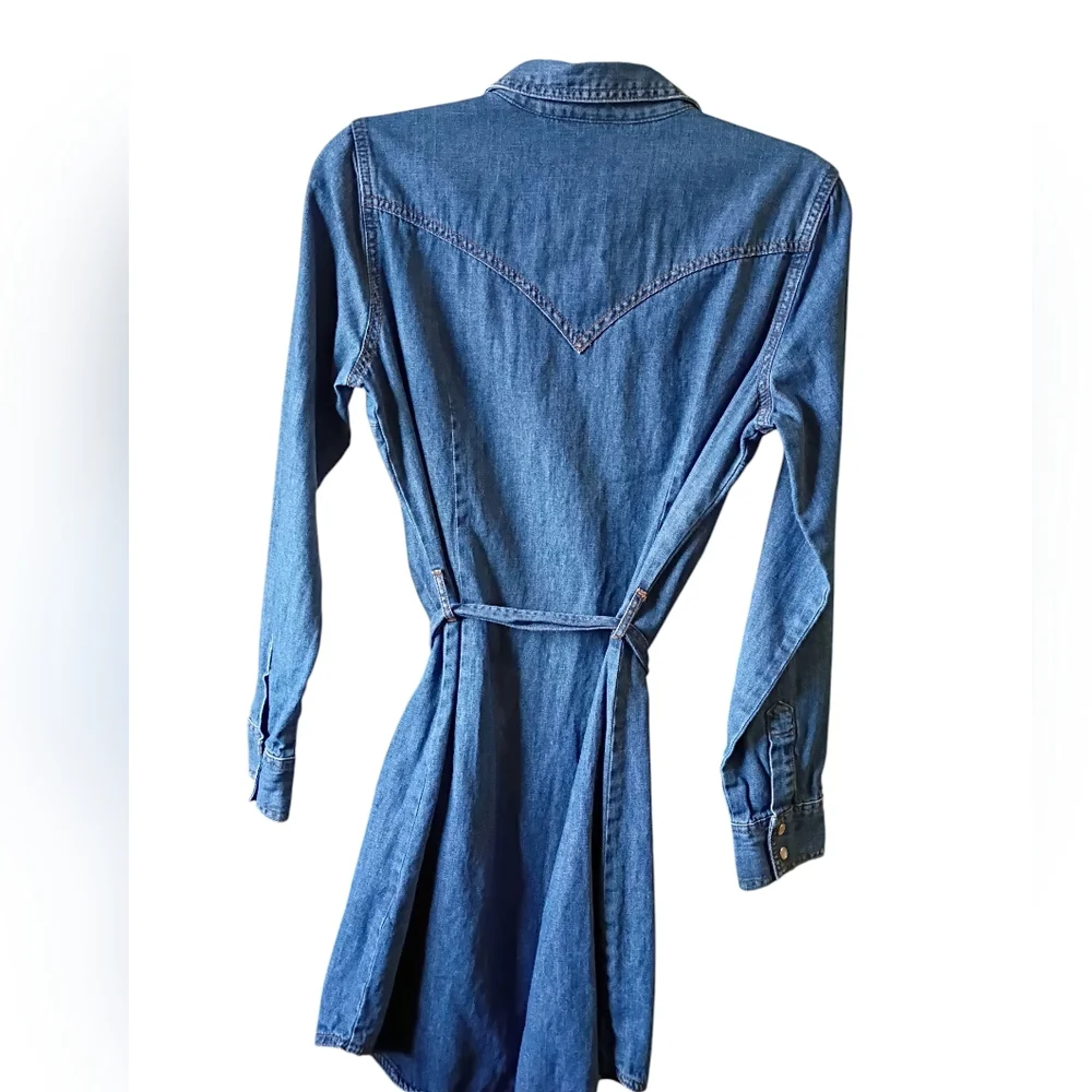 Wrangler Denim Long Sleeve Shirt Dress Blue - Picture 3 of 7
